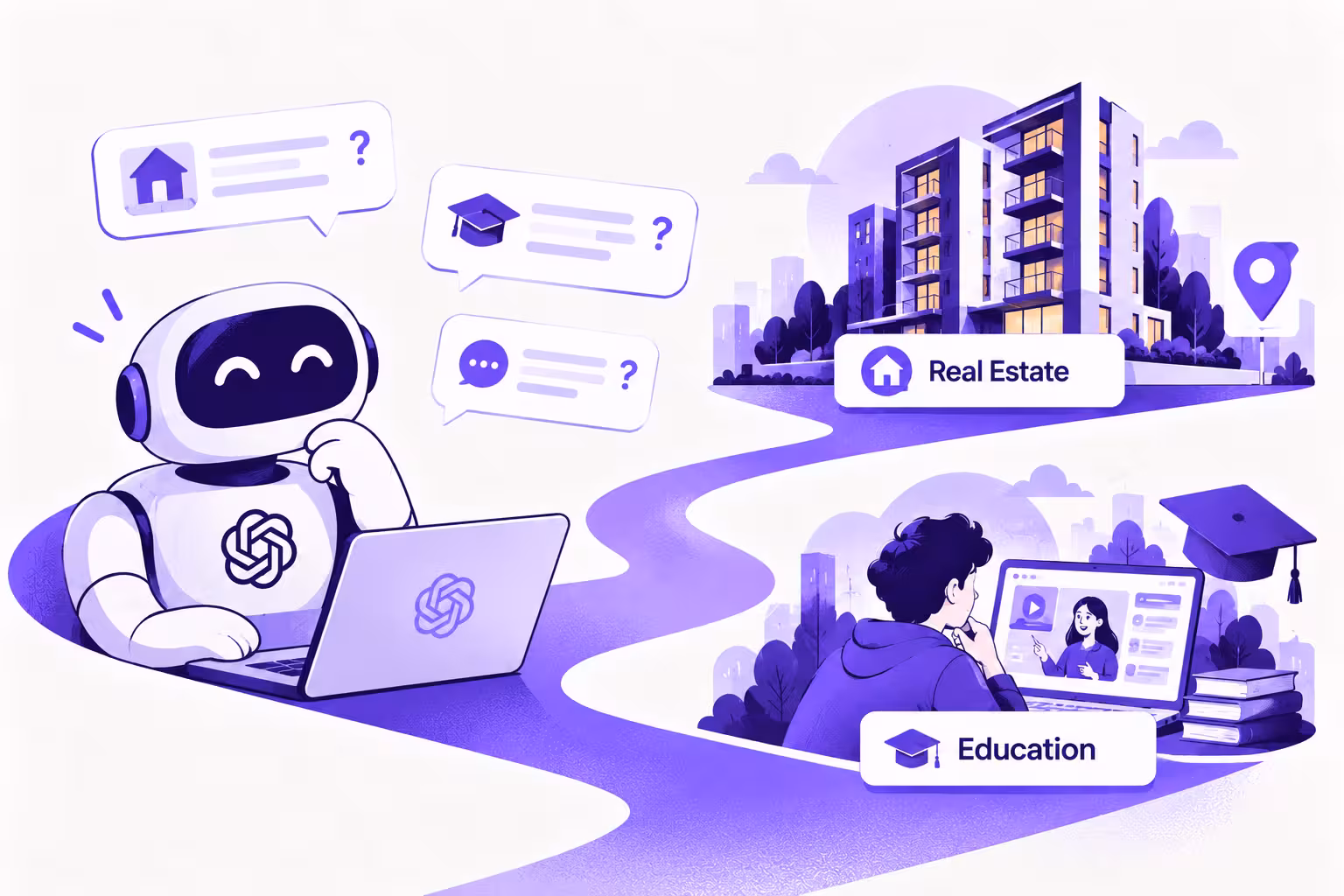 ChatGPT connecting conversational questions to real estate and education pathways