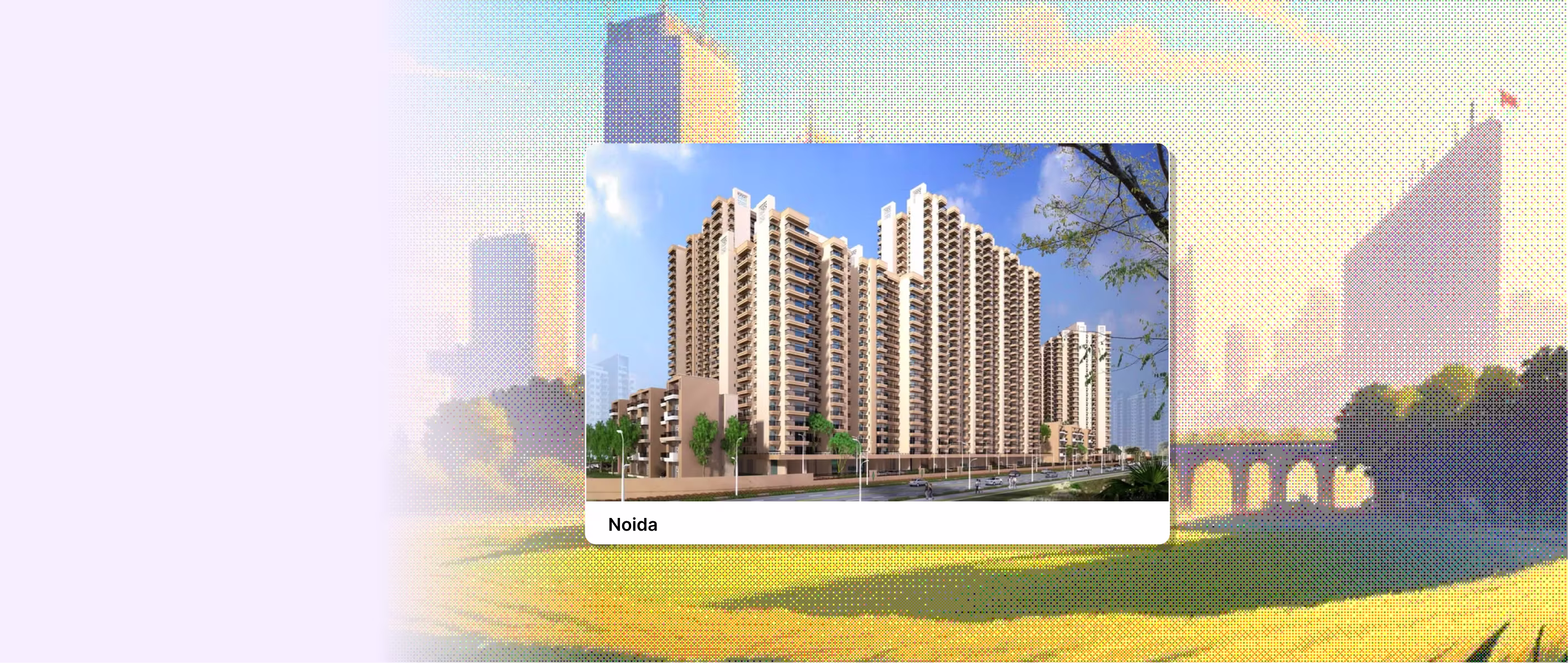 Illustrated Noida skyline for real estate digital marketing